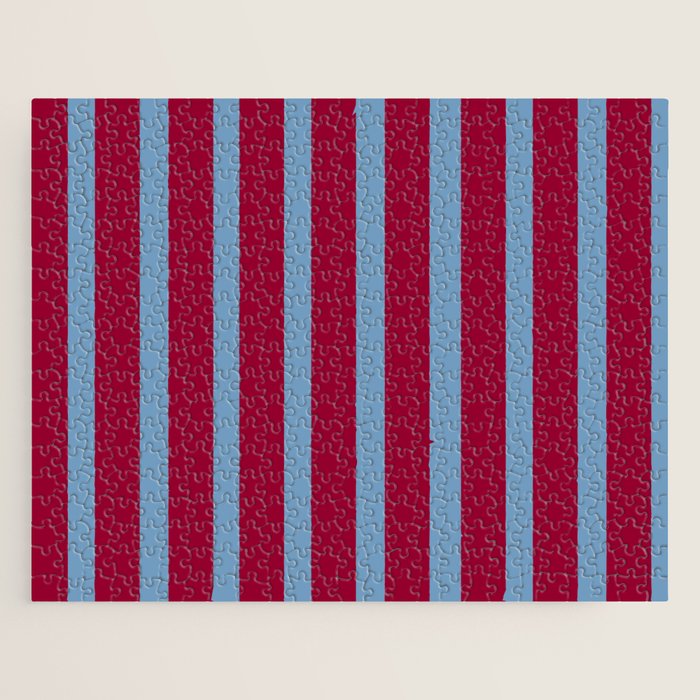 Burgundy and Dusty Blue Stripes Jigsaw Puzzle Gallery Image 1