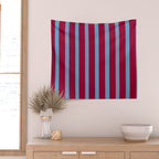 Burgundy and Dusty Blue Stripes Wall Tapestry Gallery Image 2
