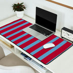 Burgundy and Dusty Blue Stripes Desk Mat Gallery Image 2
