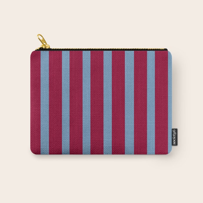 Burgundy and Dusty Blue Stripes Carry All Pouch Gallery Image 1