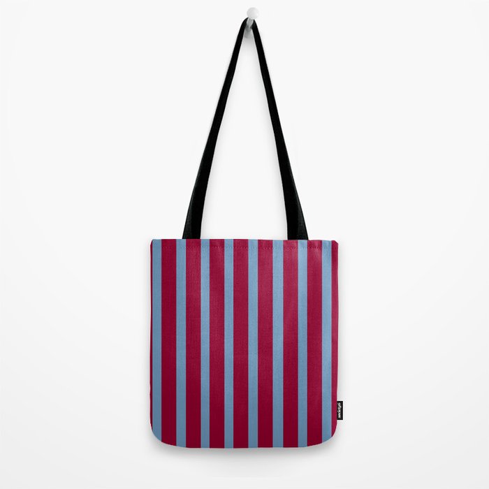 Burgundy and Dusty Blue Stripes Tote Bag Gallery Image 2