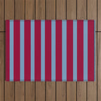 Burgundy and Dusty Blue Stripes Outdoor Rug Gallery Image 1
