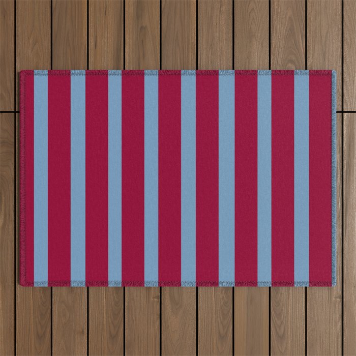 Burgundy and Dusty Blue Stripes Outdoor Rug Gallery Image 1