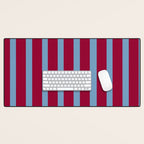 Burgundy and Dusty Blue Stripes Desk Mat Gallery Image 1