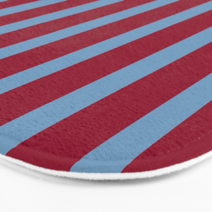 Burgundy and Dusty Blue Stripes Bath Mat Gallery Image 3