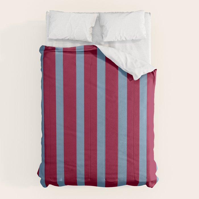 Burgundy and Dusty Blue Stripes Comforter Gallery Image 6