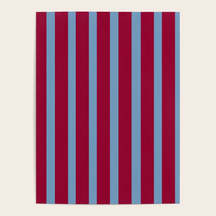 Burgundy and Dusty Blue Stripes Poster Gallery Image 4