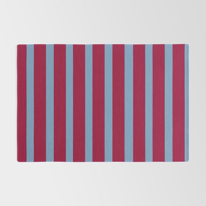 Burgundy and Dusty Blue Stripes Rug Gallery Image 2