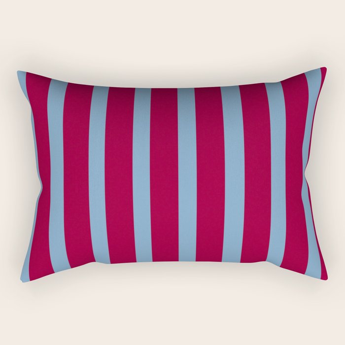Burgundy and Dusty Blue Stripes Rectangular Pillow Gallery Image 1