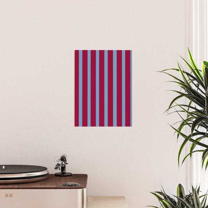 Burgundy and Dusty Blue Stripes Poster Gallery Image 2