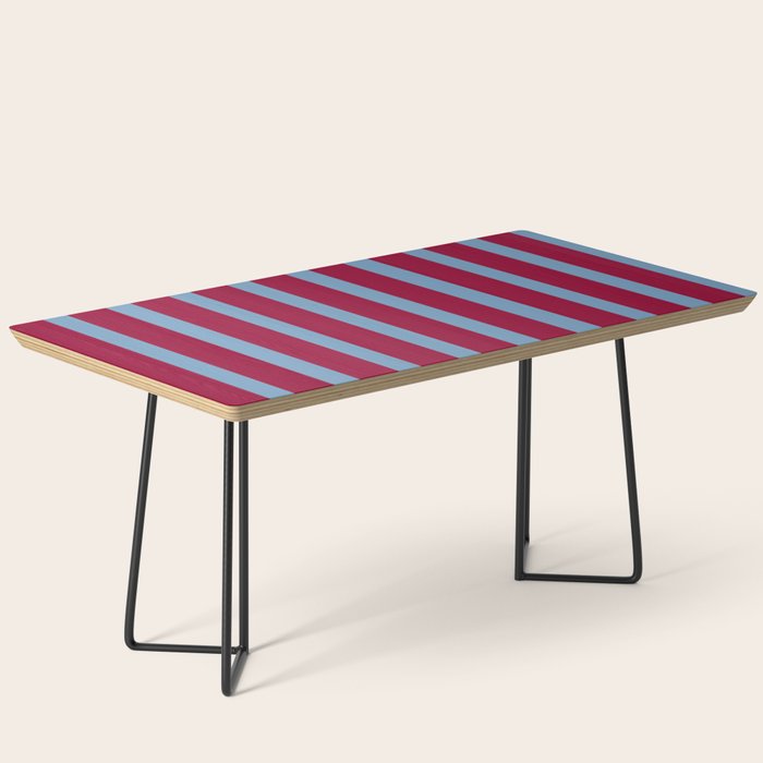Burgundy and Dusty Blue Stripes Coffee Table Gallery Image 1