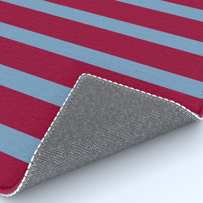 Burgundy and Dusty Blue Stripes Rug Gallery Image 4
