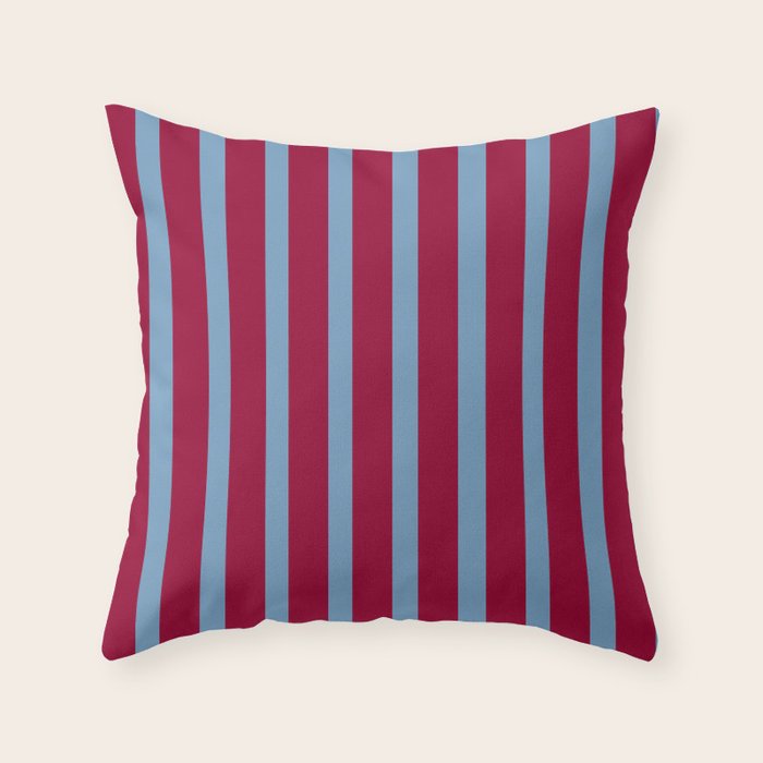 Burgundy and Dusty Blue Stripes Throw Pillow Gallery Image 6