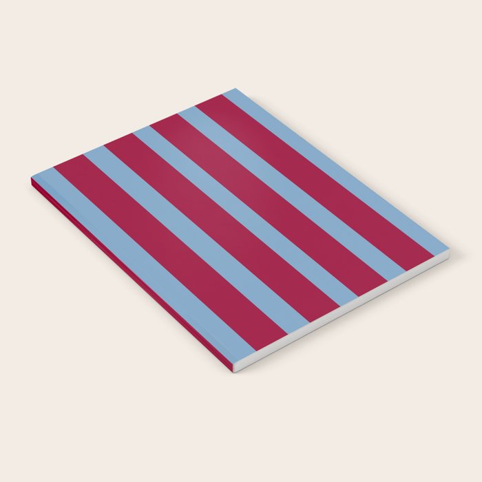 Burgundy and Dusty Blue Stripes Notebook Gallery Image 2