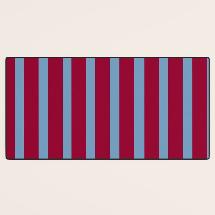 Burgundy and Dusty Blue Stripes Desk Mat Gallery Image 3