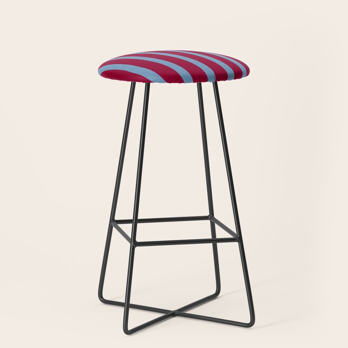 Burgundy and Dusty Blue Stripes Stool Gallery Image 1
