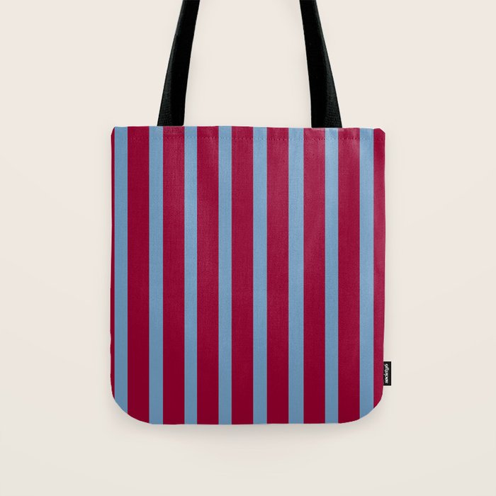 Burgundy and Dusty Blue Stripes Tote Bag Gallery Image 1