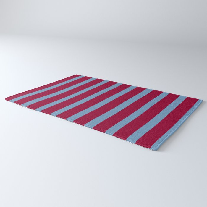 Burgundy and Dusty Blue Stripes Rug Gallery Image 3