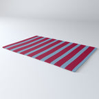 Burgundy and Dusty Blue Stripes Rug Gallery Image 3