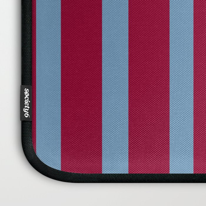 Burgundy and Dusty Blue Stripes Laptop Sleeve Gallery Image 3