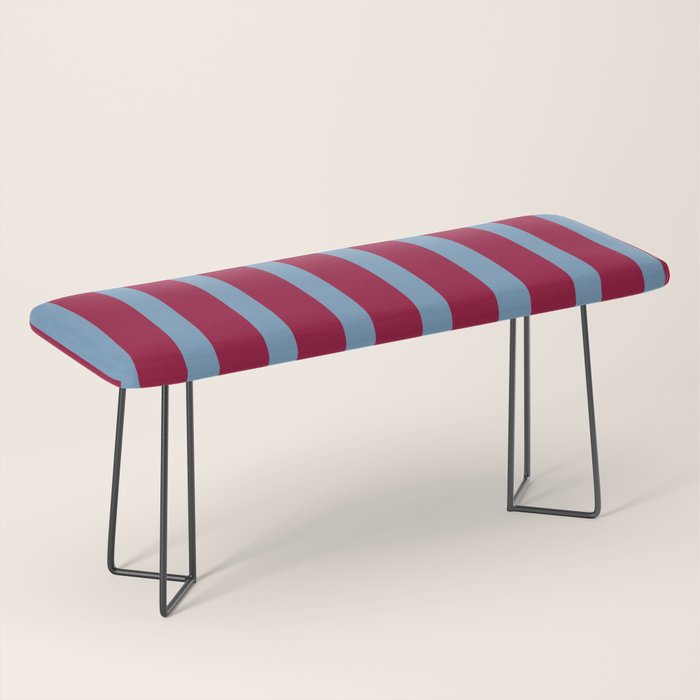 Burgundy and Dusty Blue Stripes Bench Gallery Image 1