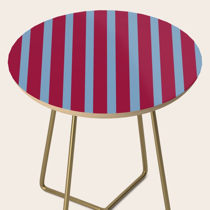 Burgundy and Dusty Blue Stripes Side Table Gallery Image 2