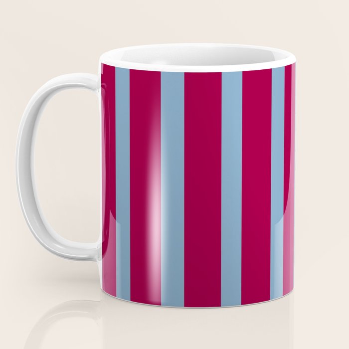 Burgundy and Dusty Blue Stripes Coffee Mug Gallery Image 3