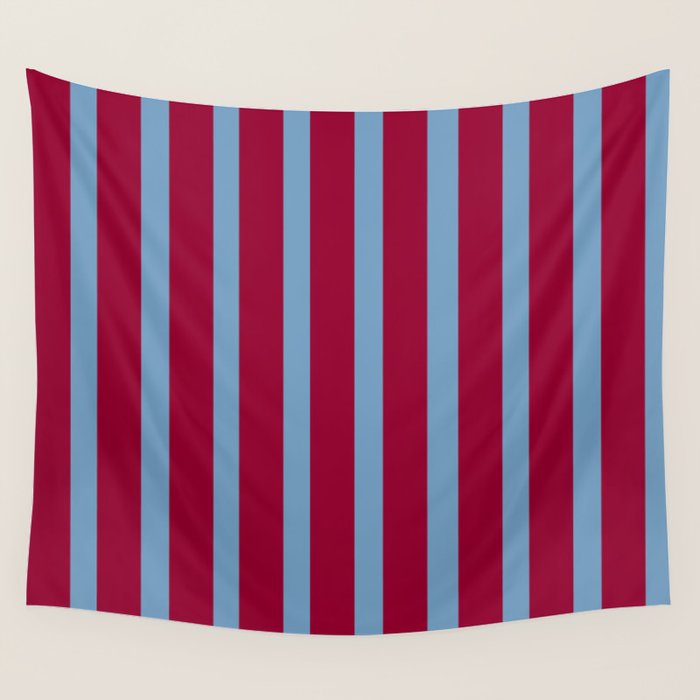 Burgundy and Dusty Blue Stripes Wall Tapestry Gallery Image 4