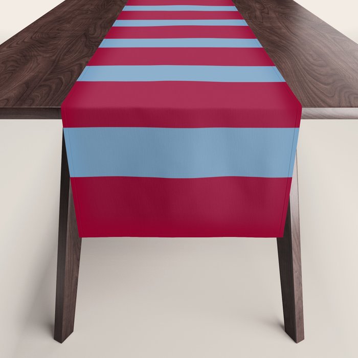 Burgundy and Dusty Blue Stripes Table Runner Gallery Image 1