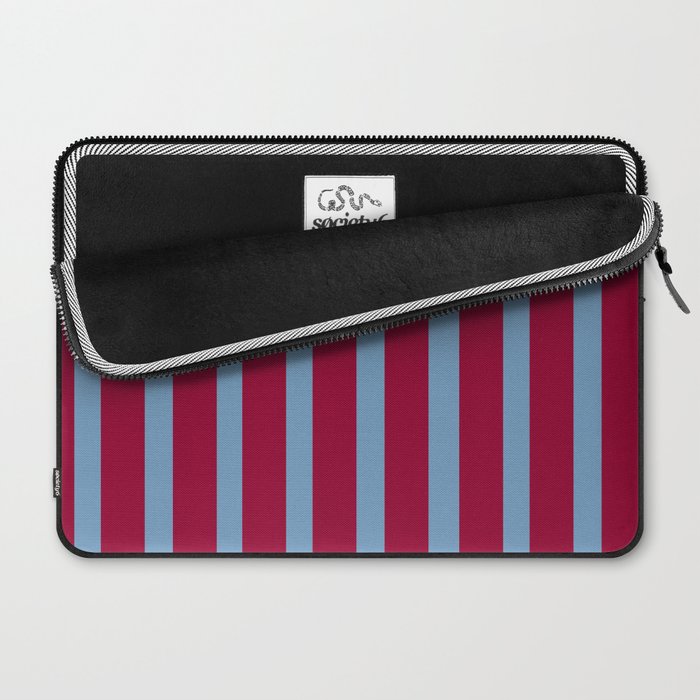 Burgundy and Dusty Blue Stripes Laptop Sleeve Gallery Image 2