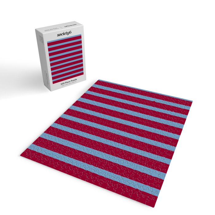 Burgundy and Dusty Blue Stripes Jigsaw Puzzle Gallery Image 2