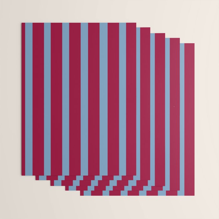 Burgundy and Dusty Blue Stripes Wrapping Paper Gallery Image 3
