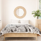 Geometric sweet wet noses // grey background black and white dogs Duvet Cover Gallery Image 3