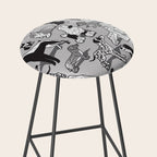 Geometric sweet wet noses // grey background black and white dogs Stool Gallery Image 2