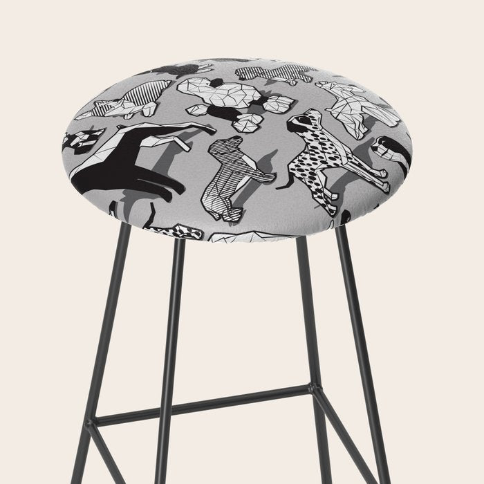 Geometric sweet wet noses // grey background black and white dogs Stool Gallery Image 2