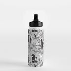 Geometric sweet wet noses // grey background black and white dogs Water Bottle Gallery Image 2