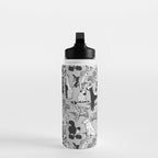 Geometric sweet wet noses // grey background black and white dogs Water Bottle Gallery Image 3