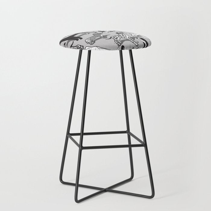 Geometric sweet wet noses // grey background black and white dogs Stool Gallery Image 1