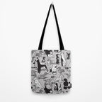Geometric sweet wet noses // grey background black and white dogs Tote Bag Gallery Image 2