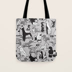 Geometric sweet wet noses // grey background black and white dogs Tote Bag Gallery Image 1
