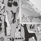 Geometric sweet wet noses // grey background black and white dogs Wall Tapestry Gallery Image 3