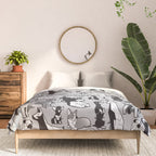 Geometric sweet wet noses // grey background black and white dogs Comforter Gallery Image 3