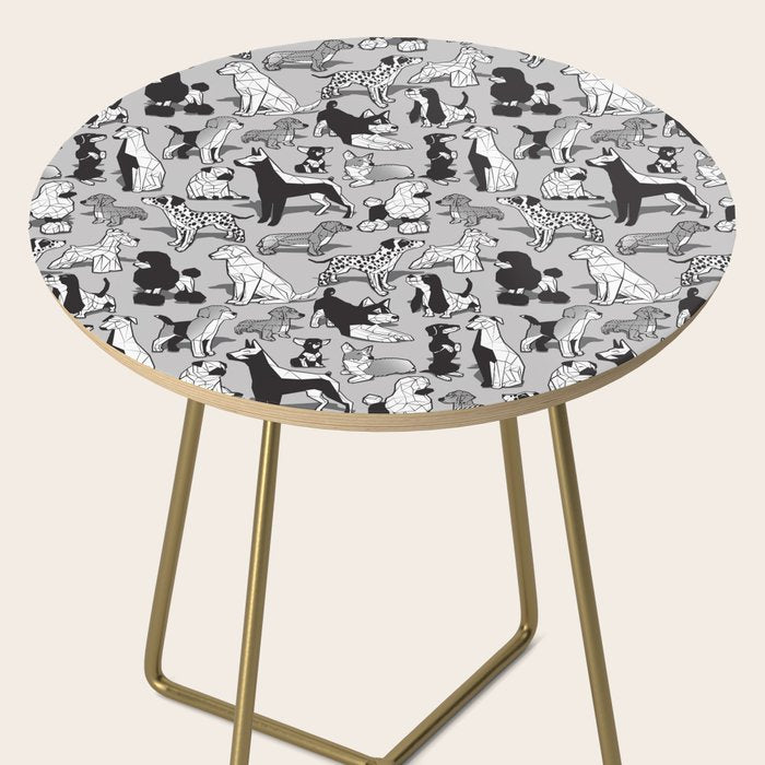 Geometric sweet wet noses // grey background black and white dogs Side Table Gallery Image 2