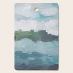 Island in the Distance II - Aqua Blue Green Navy Ocean Horizon Abstract Nature Coastal Painting Art Cutting Board Gallery Image 1