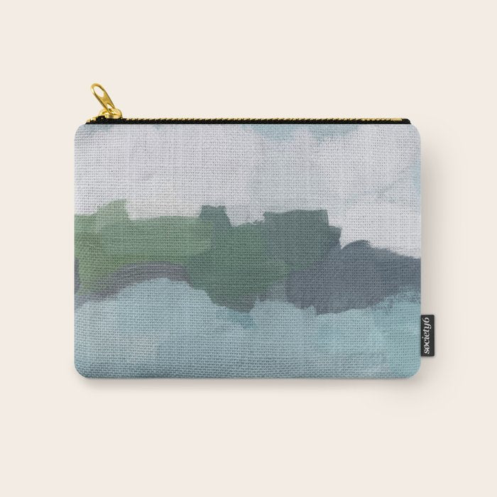 Island in the Distance II - Aqua Blue Green Navy Ocean Horizon Abstract Nature Coastal Painting Art Carry All Pouch Gallery Image 1
