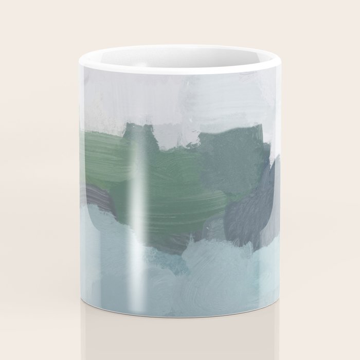 Island in the Distance II - Aqua Blue Green Navy Ocean Horizon Abstract Nature Coastal Painting Art Coffee Mug Gallery Image 4