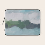 Island in the Distance II - Aqua Blue Green Navy Ocean Horizon Abstract Nature Coastal Painting Art Laptop Sleeve Gallery Image 1