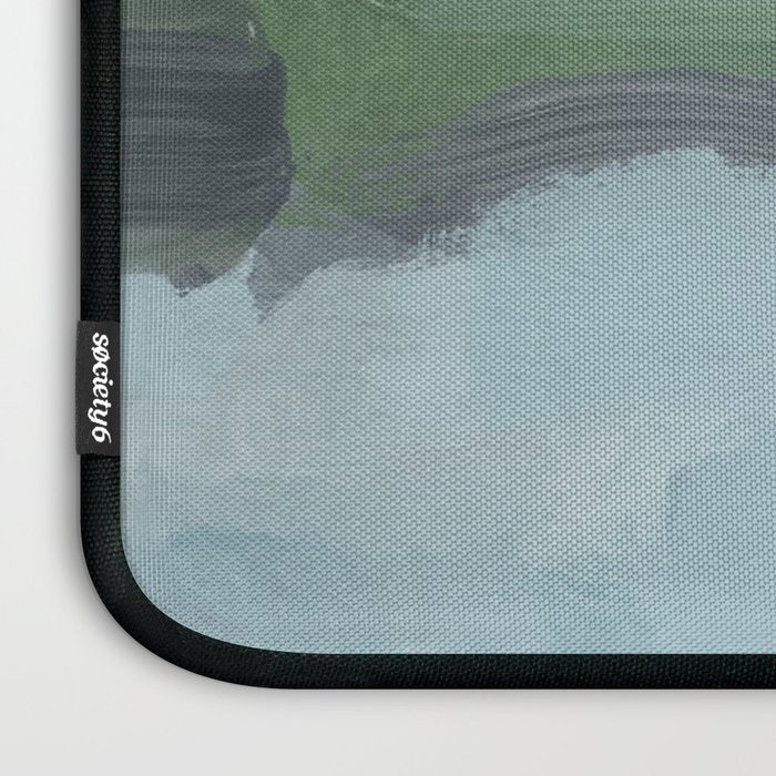 Island in the Distance II - Aqua Blue Green Navy Ocean Horizon Abstract Nature Coastal Painting Art Laptop Sleeve Gallery Image 3