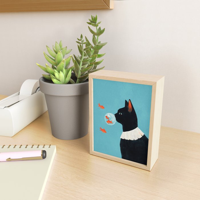 Cat and Goldfish Mini Art Print Gallery Image 2