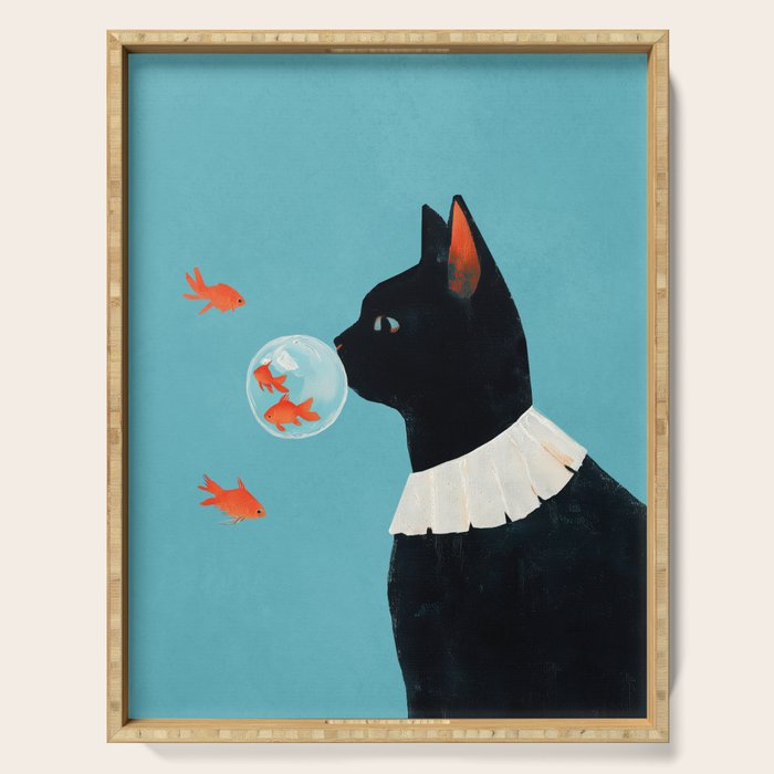 Cat and Goldfish Serving Tray Gallery Image 1